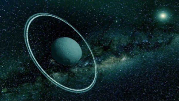 Umelecká predstava Chirona so sústavou prstencov. Zdroj dailygalaxy.com
